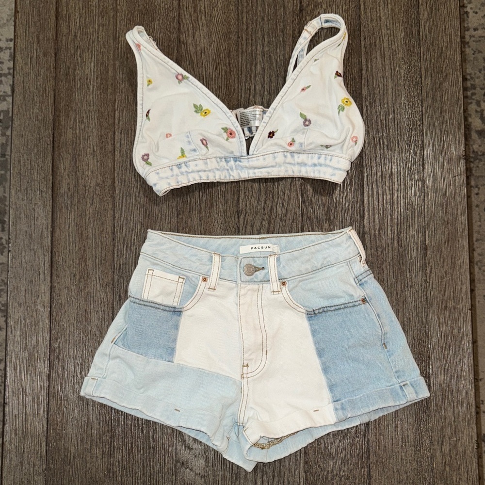 Wild Fable Bralette Top & PacSun Mom Shorts Set